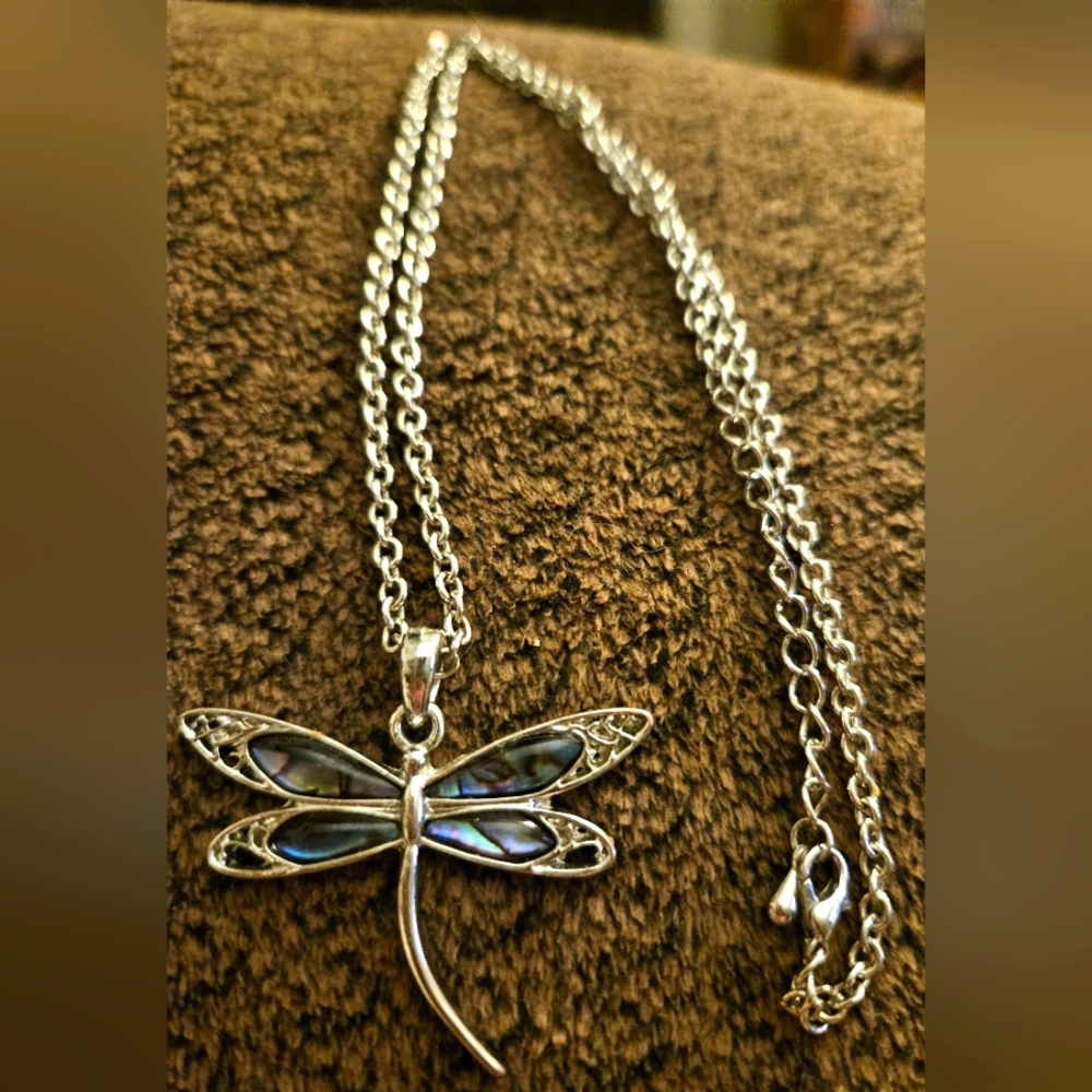 Silver Dragonfly Pendant Necklace